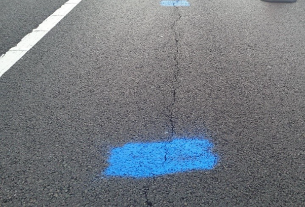 Part of the affected M5 carriageway which is being inspected by specialist surveyors.