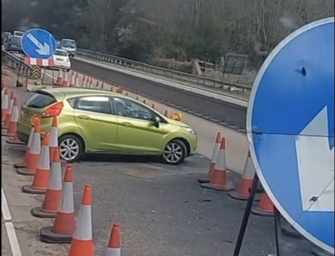 The driver of this car wasn't prepared to wait after a vehicle had been in a collision further up the road. She was subsequently identifed and issued with a conditional cuation and a £100 fine.