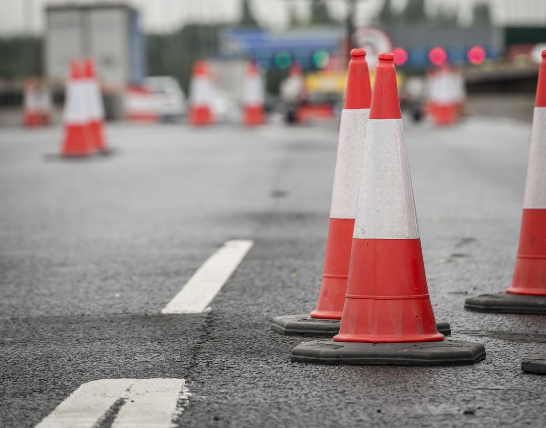 Cone in road