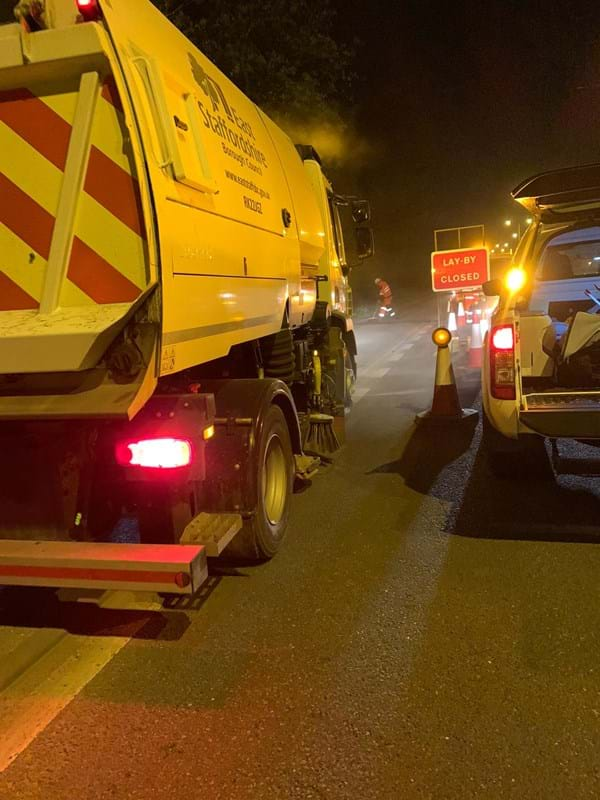 Litter picking along the A38 in Staffordshire