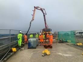 New concrete being poured