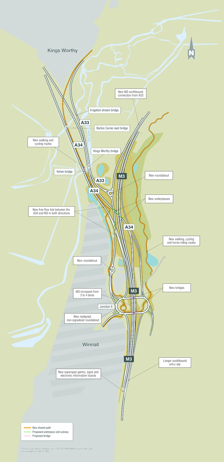 M3 junction 9 diagram