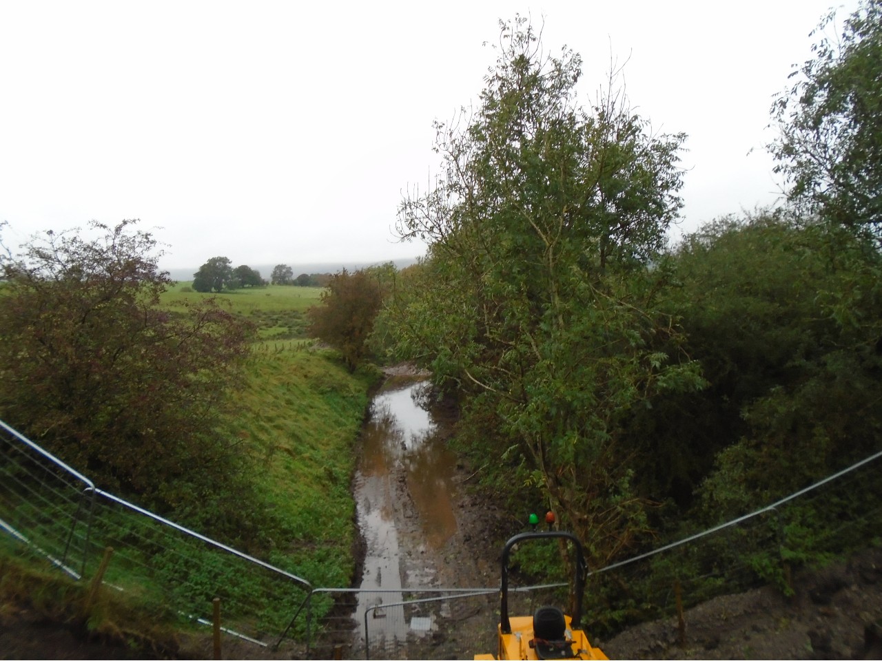 View from the bridge looking north the waste fill material removed has been placed on private land as agreed with the local landowner