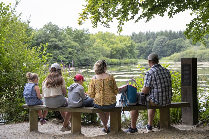 family on bench