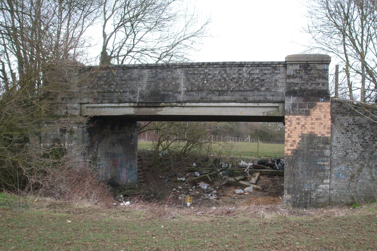 Congham bridge southern side February 2010 showing repairs to abutment