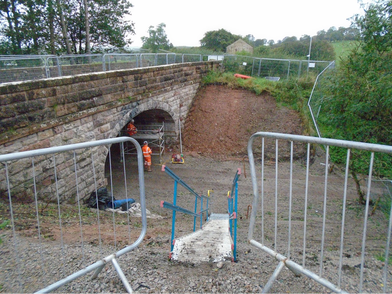 Repairs being completed under the arch