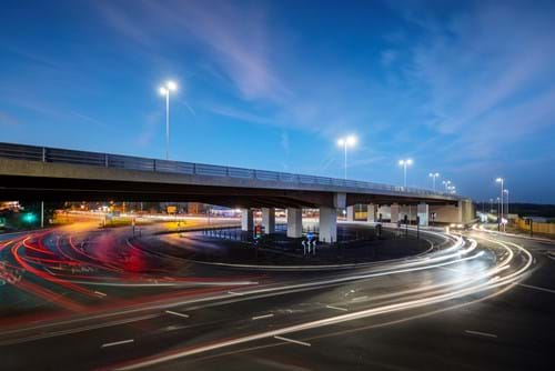 A46 Binley junction at night