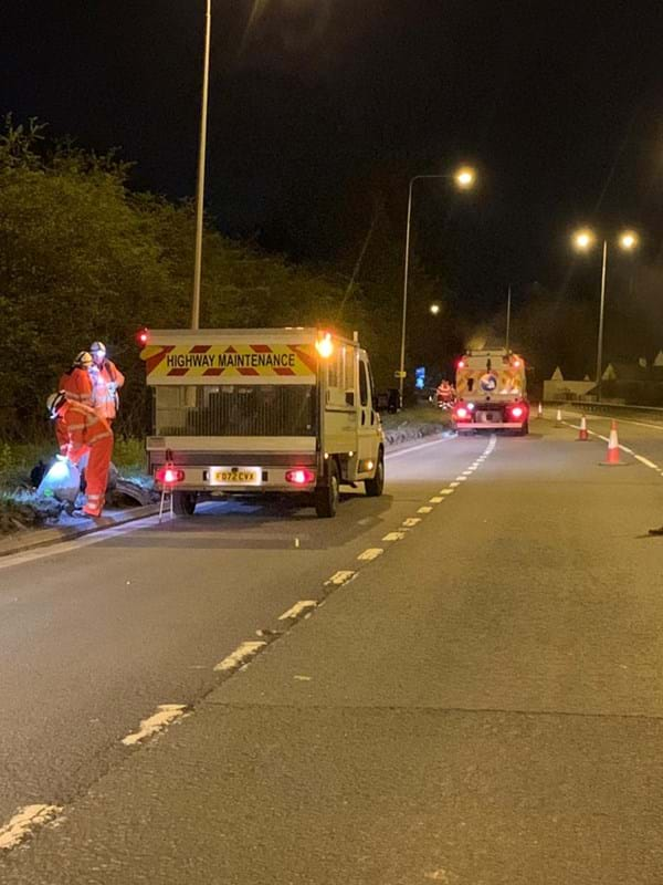 Litter picking along the A38 in Staffordshire