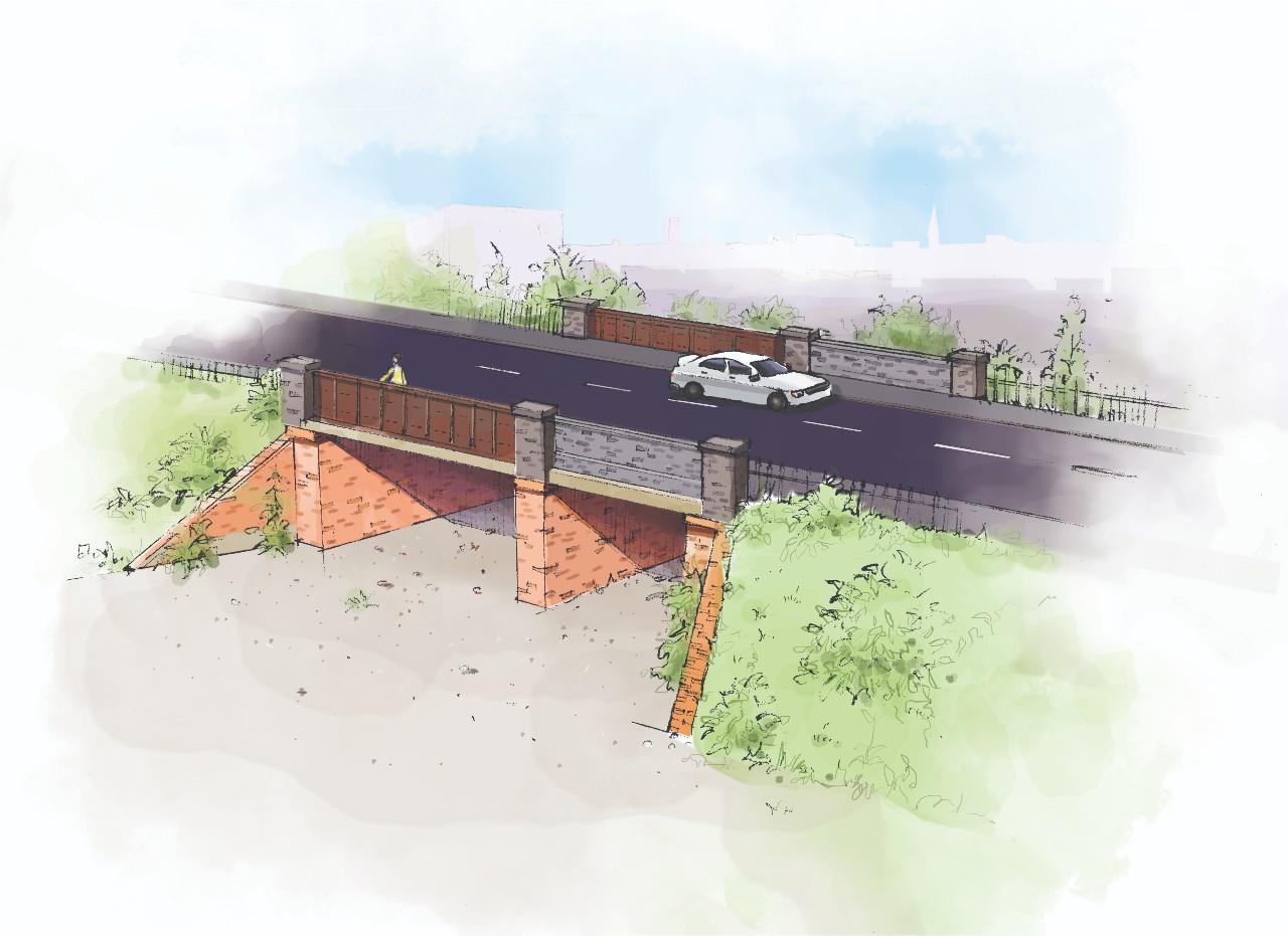 Artistic impression of bridge before infill