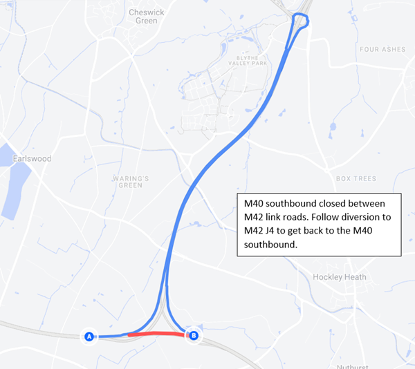 M40 southbound closure