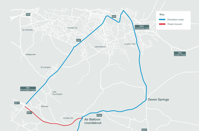 A417 Diversion map