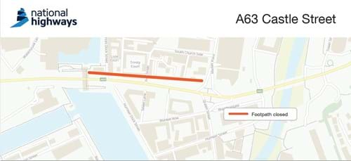 Map of hull which shows a footpath closure.