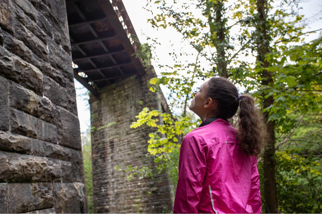 Walker enjoying views of the viaduct